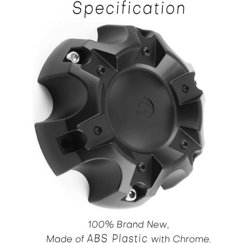 5.55in Wheel Center Caps for Ballistic Center Hubcaps, 4 Pack Black Center Cover Replacement, 6 lugs