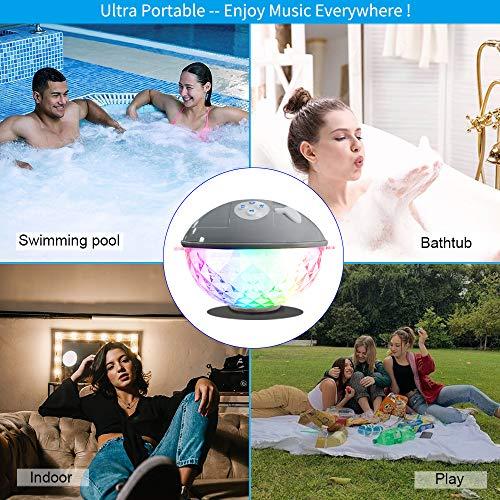 Floating Pool Speakers with Colorful Lights, IP68 Waterproof Bluetooth Speaker for Pool, Crystal Clear Sound Hot Tub Speaker for Pool, Spa and Outdoor