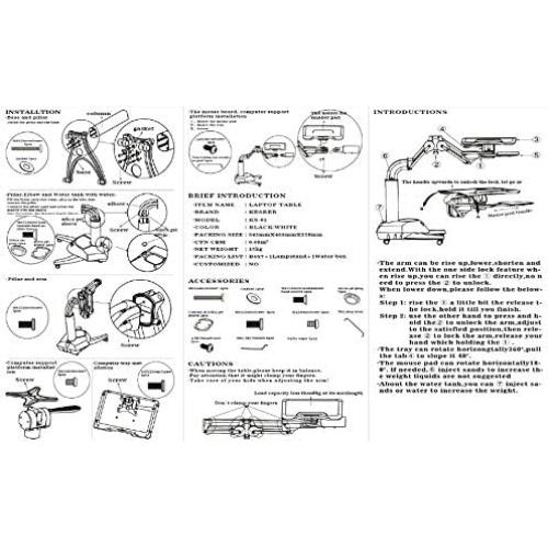 Kesrer01 Full Motion Long Arm Multifunctional Moving Laptop Desk Sofa Bedside Notebook Stand Lazy Lift Rotating Computer Table