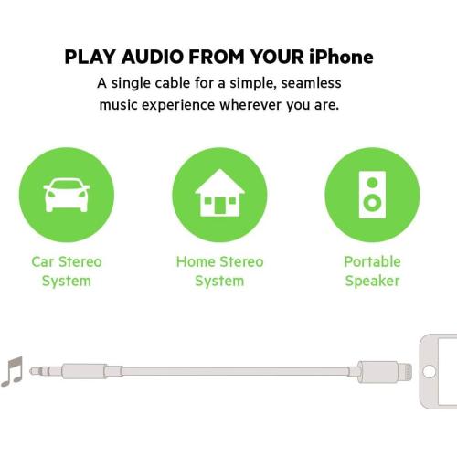 (Apple MFi Certified) iPhone AUX Cord,Lightning to 1/8 Inch Audio Cable,3.3ft, Headphone Jack Adapter Male Aux Stereo Audio Cable Compatible for iPhone 14/13/12/11/XR/X/8/7 (White)