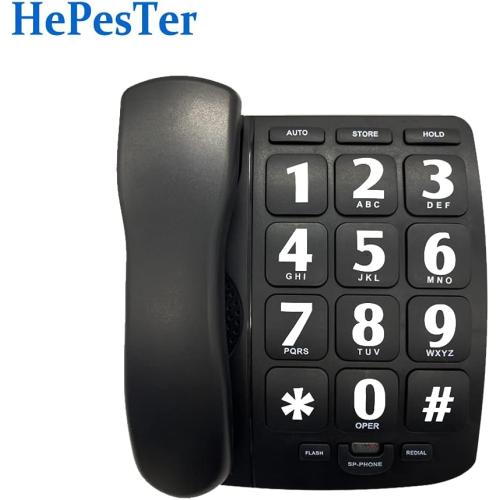 Big Button Phone for Elderly, HePesTer P-02 Amplified Corded Phone for Hearing Impaired Aid with Extra Loud Ringer Landline Telephone for Seniors Home House Phone Wall Mountable