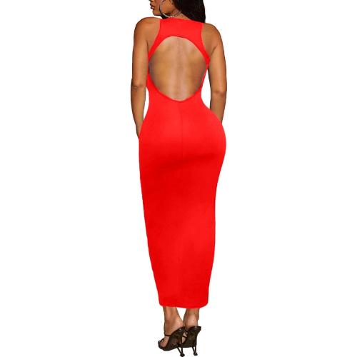 Size S Women's Backless Maxi Bodycon Dress - Summer Open Back Sleeveless Cut Out Club Long Tank Dresses