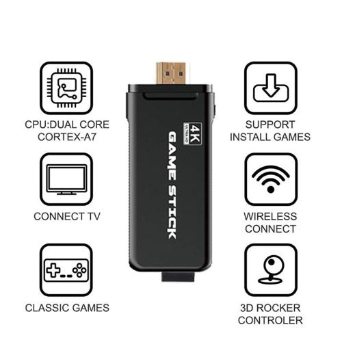 Retro Game Mini 4K Video Game Stick With 4000 Retro Games 2.4G Wireless Controller For PS1/GBA/Sfc Video Game Console (32GB 4000 Games)