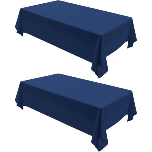 2 Pack Navy Tablecloth - 60 x 120 Inch Rectangle Table Cloth, Waterproof and Wrinkle Resistant Washable Polyester Table Cover for Dining, Buffet Parties and Camping