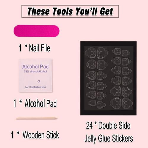 Almond Shaped Press on Nails Short Medium French Tips Black Fake Nails with Simple Design Gel Glue on Nails for Women Girls Acrylic False Stick on Nail Manicure Decorations for Wedding 24Pcs