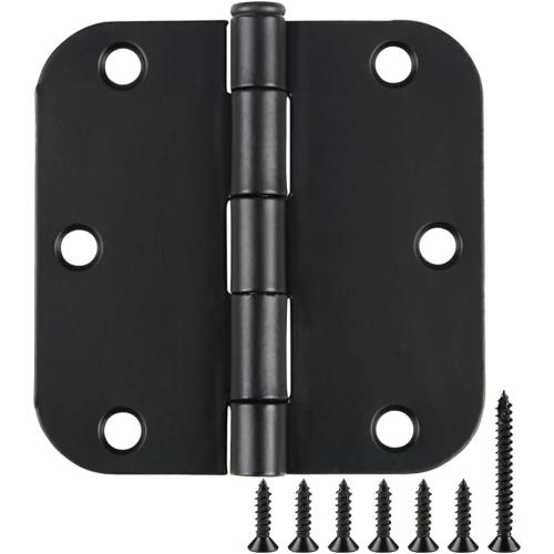 TDCHINGES 30 Pack Rounded Matte Black Door Hinges 3.5 Inch 5/8 Radius Interior 3 1/2 Inch Flat Iron Bifold Easy Installation Standard Hinge No Squeak,Bedroom Indoor for Doors 3 ½ Hardware Controls