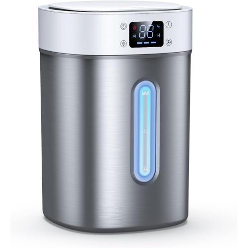 Stainless Steel Humidifier for Bedroom & Large Room,4L Easy to Clean Cool Mist Humidifier, Mold Free & Dishwasher Safe Water Tank, Essential Oil Diffuser for Baby Nursery, Plants, Home