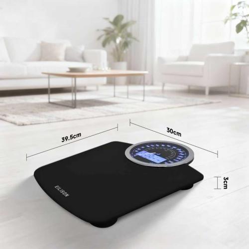 EILISON Highly Advance 2-in-1 Digital & Analog Weighing Scale for Body Weight-400lbs, 4 High Precison GX Sensor Accurate, Thick Tempered Glass, Extra Large Display (Black)