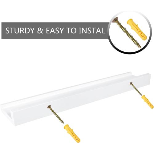 20 * 4 * 1.5 White Floating Shelves Wall Mounted 20 Inch, Solid Oak Wood Shelf for Decor and Storage, Picture Ledge for Bedroom Bathroom Living Room Kitchen, 20 * 4 * 1.5, 1 Pack