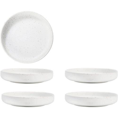 Ceramic Plates Flat, Simple Round Porcelain Plate, High-Temperature Fired Porcelain is Strong, Can Hold Pasta, Salad, Dishes,White,8in