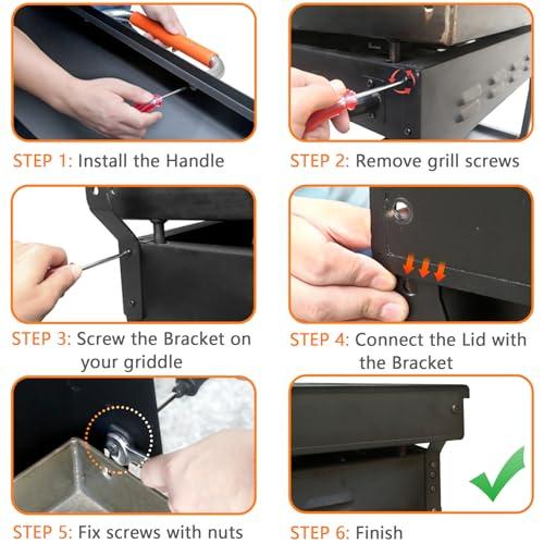 Hinged Lid for Blackstone 28 inch Griddle, Hood Hard Cover Hinged Lid with Thermometer for Blackstone 28 Grill Griddle Lid 1517 1853 1605 1856 Replacement Parts Tabletop Accessories