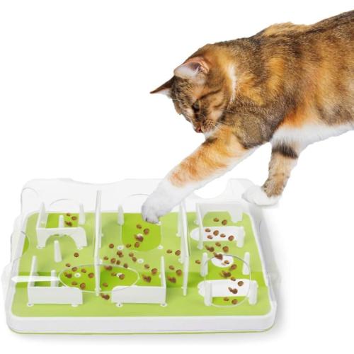 ALL FOR PAWS Interactive Cat Puzzle Feeder & Slow Feed Toy – Mental Stimulation Treat Dispenser Maze for Indoor Cats, Enrichment & Cat Food Toy