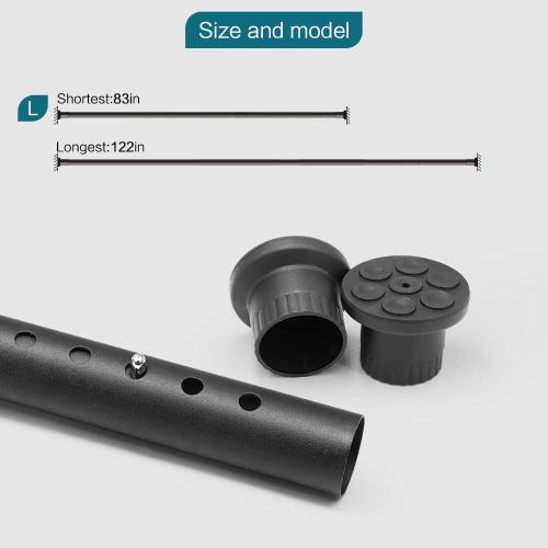 ASHLEYRIVER Room Divider Tension Curtain Rod,Adjustable Window Curtain Rod,No Drilling,Very Secure,Long Tension Rod-83-122 Inch,Black