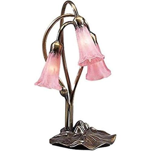 Meyda Tiffany 14728 Pond Lily 3 Light Accent Lamp, 16 Height, Pink