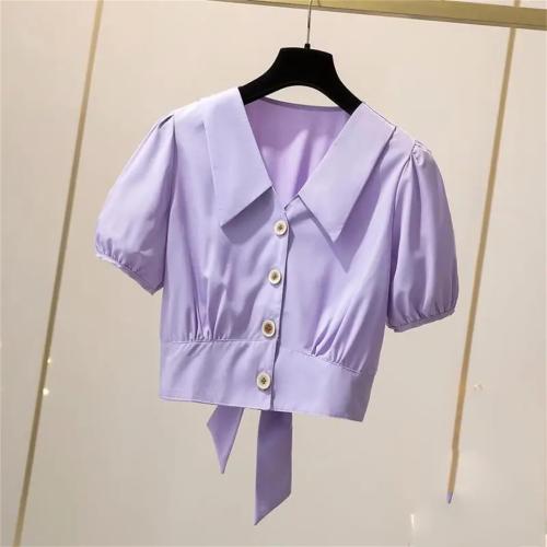 Women’S Summer Lacing Short Sleeve Polo Shirt Casual Comfortable Stretch Blouse.  Size medium