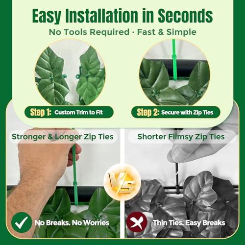 KASZOO Artificial Ivy Privacy Fence Screen - 120x40in Artificial Faux Privacy Fence Panel Artificial Green Wall Balcony Privacy Screen Decoration for Patio, Balcony, Wall, Backyard Indoor Outdoor