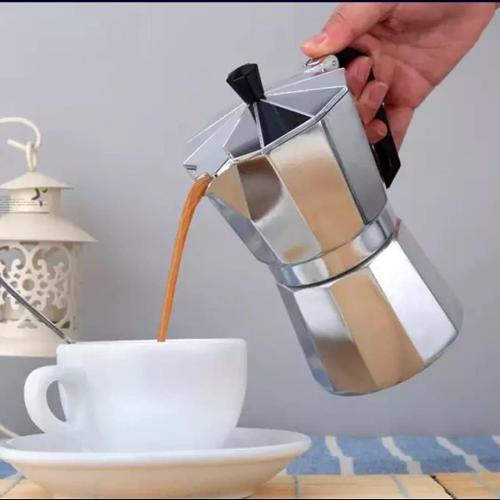 Aluminum Espresso Stovetop Coffee Maker Silver 1 Cup Moka Pot Cuban Coffee Maker (Brandello Express)