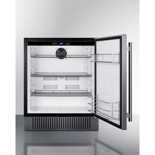 27 Undercounter Refrigerator with One-Solid Door | Reach-in Outdoor Beverage Fridge for Beer Soda | 4.98 Cu.Ft, (2) Shelves, 26.75W x 23.88D x 33.88H, Black, Stainless Steel, 115v, NSF