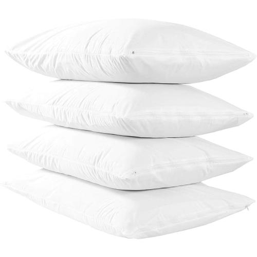 Niagara 4 Pack Waterproof Pillow Protectors King 20x36 Extra Soft Non Noisy Inches Smooth Zipper Premium Encasement Covers Quiet Cases Set White 100% Liquid Protection 100Gsm Super Soft
