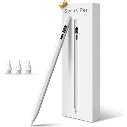 iPad Pencil 2025-2018, LED Display Fast Charge Stylus Pen with Palm Rejection & Tilt Sensitivity, Compatible for iPad A16 11/10/9/8/7/6, Pro 11/12.9/13''/M4, Air M3/M2/5/4/3, Mini 7/6/5