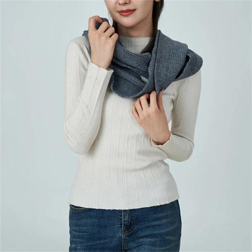 Women's Solid Wool Knitted Scarf Thickening Warm Neck Protection Hooded Wraps Shawl