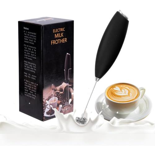 Cordless Electric Milk Frother - Handheld Battery-Powered Foam Maker for Coffee, Latte, Hot Chocolate | 15s Quick Frothing, Detachable & Quiet, with Stainless Steel Stand (Black)