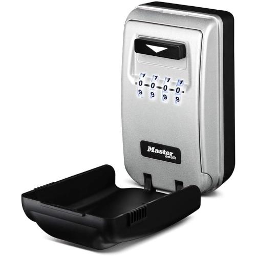 Master Lock 5425D Set Your Own Combination Wall Mount Lock Box with Light Up Dials, 6 Key Capacity, Black