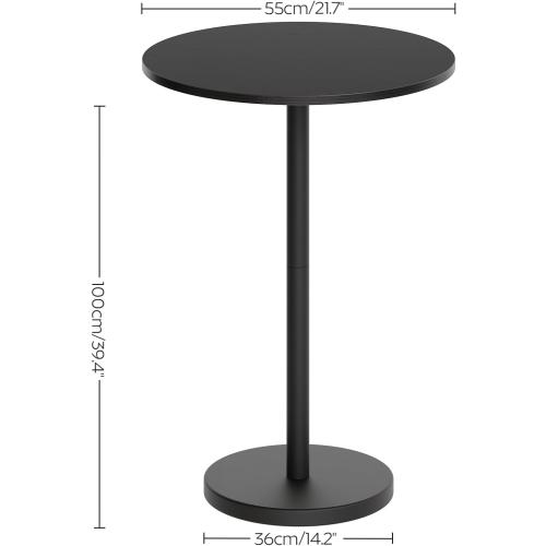 YATINEY Bar Table, Round Bar Table Set of 2, Counter Height Table, Pub Cocktail Table, Metal Frame, for Bistro, Dining Room, Living Room, Terrace, Black BT05L2BB