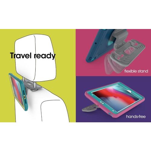 OtterBox Made for Kids Case for iPad 7th, 8th & 9th Gen (10.2 Display - 2019, 2020 & 2021 Version) with Kickstand & Car Headrest Mount Holder - (Empowered Pink)