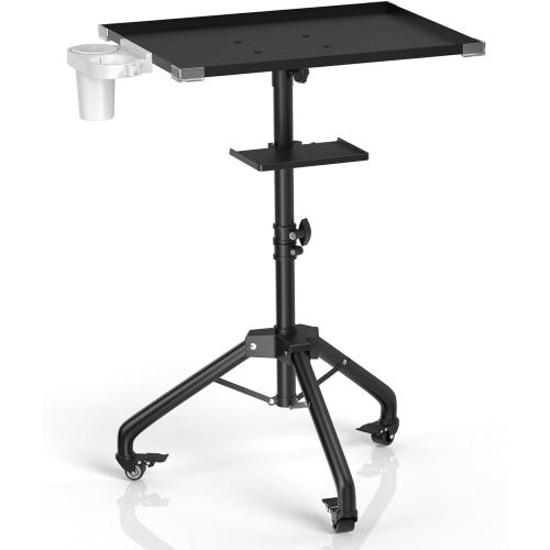 ZHOOGE Salon Tray Cart on Wheels with Stand Rack Tray, Premium Iron Alloy Tattoo Tray Height Adjustable Salon Service Tray with 360 Degree Mute Universal Tricycle for Tattoo Work, SPA and Dental Tray