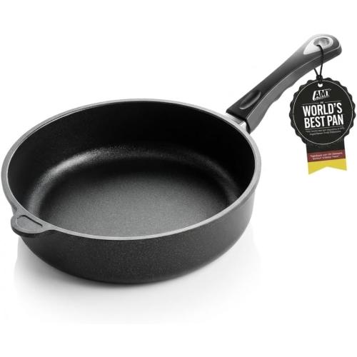 AMT Gastroguss The World’s [.] Casserole Frying Pan, 9.5 inch, 2.8 inch deep, Die-Cast Aluminum Skillet, Non-Induction Stovetop, Lotan® Non-Stick Coating, Deep Skillet, Chef Pan, AMZN-724-US