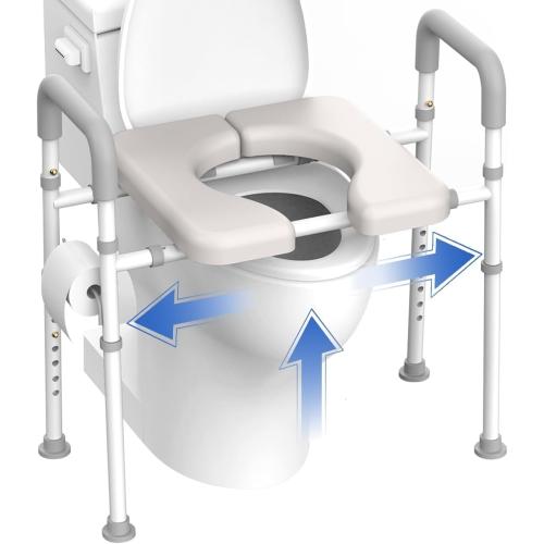 FSA/HSA Eligible Raised Toilet Seat with Handles - Width & Height AdjustableToilet Seat Risers for Seniors, Heavy Duty Handicap Toilet Riser, Fit Any Toilet, Up to 400lbs