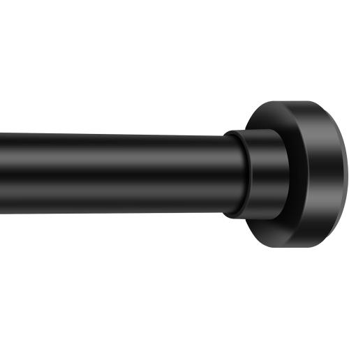 Shower Curtain Rod, 32-80 Inches Adjustable Spring Tension Curtain Rod, Stainless Steel Rust-Proof Shower Rod for Bathroom, No Drilling, Non-Slip, Black