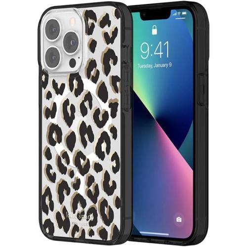 Kate Spade New York Protective Hardshell Case for MagSafe for iPhone 13 Pro - City Leopard Black