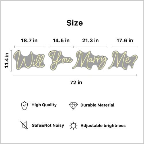 Will You Marry Me Neon Signs 72x11.4 Inch Super Large for Wall Decor, Remote Control Warm White Wedding LED Neon Lights Signs for Proposal Wedding Celebration Romantic Neon Sign(72x11.4)