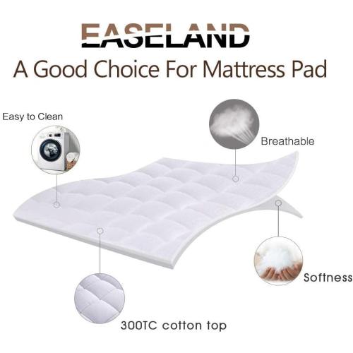 White Twin Size EASELAND Twin Size Mattress Pad Pillow Top Mattress Cover Quilted Fitted Cooling Protector Single Cotton Top 8-21 Deep Pocket (39x75 Inches, White)