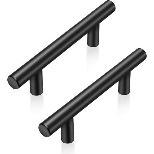 Set of 30 Pack 5 Inch Color Black  Cabinet Handles Matte Black Cabinet Pulls Stainless Steel Drawer Handles for Kitchen Cabinet Hardware 3 Inch Hole Centers