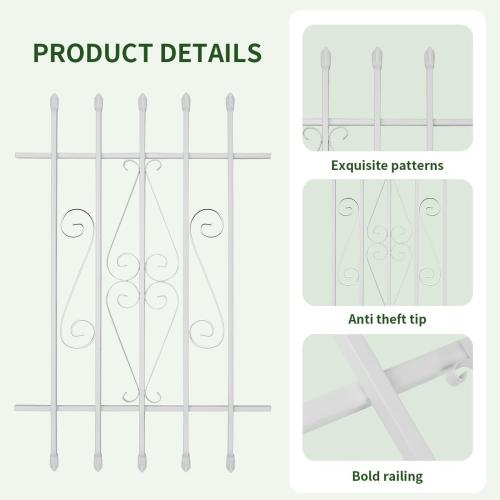 Spear Point Heavy Duty Window Bar,Window Security Bars Guards for Prevent Burglary,Safety for Home and Pet(36×42,White,Choose The Installation Accessories You Need Separately)