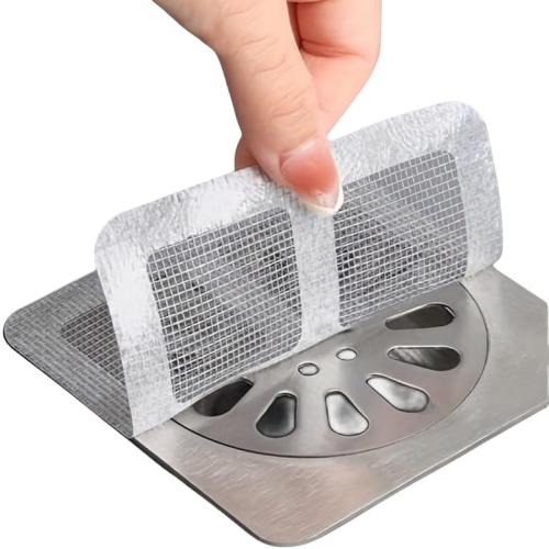 30 PC Disposable Shower Drain Hair Catcher Stickers 4x4 Strong Adhesive Mesh Covers for Bathroom, Kitchen & Laundry Easy Apply & Remove