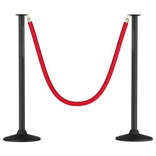 RoadHero Plastic Stanchion Post, Red Carpet Ropes and Poles with Weighted Base, Velvet Rope Barrier for Crowd Control, Party and Movie Theater, 2 PCS