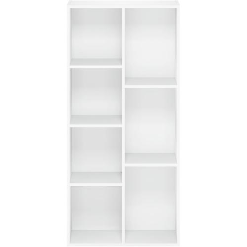 Furinno LUDER Book Shelf, 7-Cube Bookshelf, Bookcase, 9.4 x 19.5 x 41.7, for Living Room, Bedroom, Home Office, White
