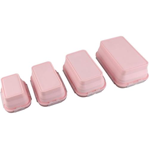 ZJchao Food Storage Containers, 4pcs Silicone Food Storage Containers Portable Lunch Box Silicone Storage Containers for Men Women (Roseate)