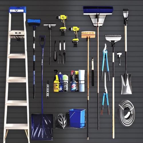 Black 4x8ft NeatiEase Slatwall Panel Wall Storage Systems, 4 x 8ft Slat Wall Paneling Garage Wall Organizer, Heavy Duty Wall Mounted PVC Wall Rack (Black)