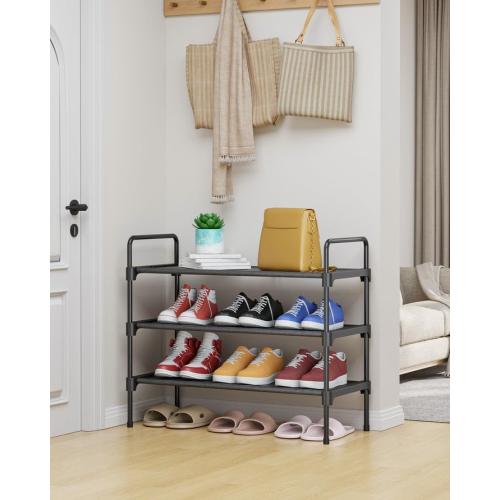 Kitsure Shoe Rack for Closet, Sturdy Shoe Storage for Entryway, Space-Saving Shoe Rack Small and Shoe Shelf, 27.6 Wide, Black