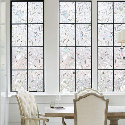 Kromapolis Privacy Window Film, Stained Glass Decorative, 29.5″ x 78.7″ | Rainbow Window Clings, Non-Adhesive Reusable Sticker, UV Sun Blocking Heat Control Covering for Home Office Living Room