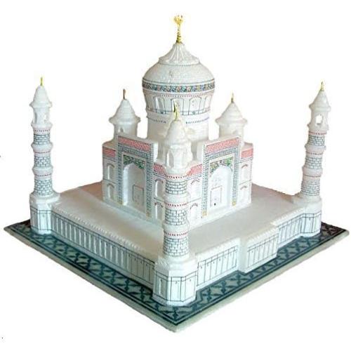 StonKraft Taj Mahal Replica, White Marble Sculpture, Handcrafted 6 inch Souvenir from India