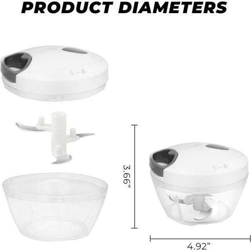 Manual Vegetable Chopper Pull String Food Chopper Sharp Blades Garlic Mincer with Container Onion Cutter for Chili Meat Nuts Herb
