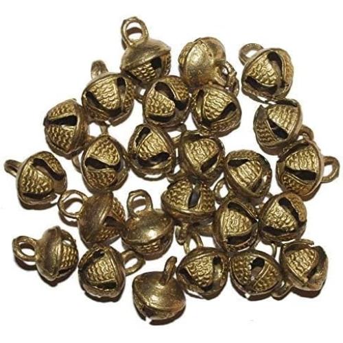 eSplanade 100 Pcs Indian Brass Anklets/Ghungroo Bells Loose Beads Bellydance Music Classes Craft gold