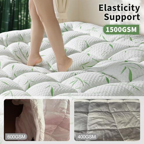 3 Inch Breathable Mattress Topper - 1500GSM 3D 7D Down Alternative Fill,Viscose Made from,Cooling Firm Pillow Top Mattress Pad (Full,54x75)