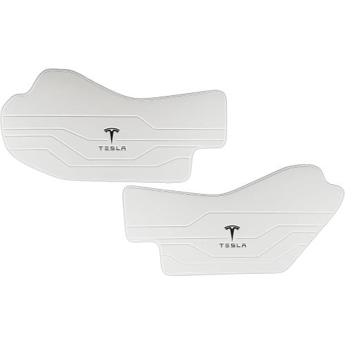 Center Console Leather Side Anti-Kick Mats(2 Pieces) Designed for Tesla Model Y Juniper(2025-2027),Waterproof, Dust Resistant, Front Seat Side Protector Cover White